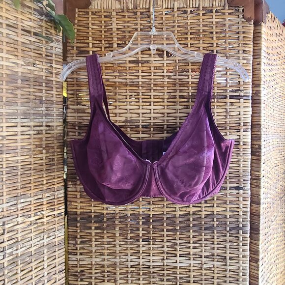 Lane Bryant CACIQUE Bra Unlined Modern Lace UL Full Coverage Plum Color Size 38G - Picture 1 of 5
